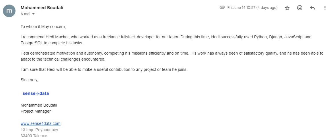 recommendation letter